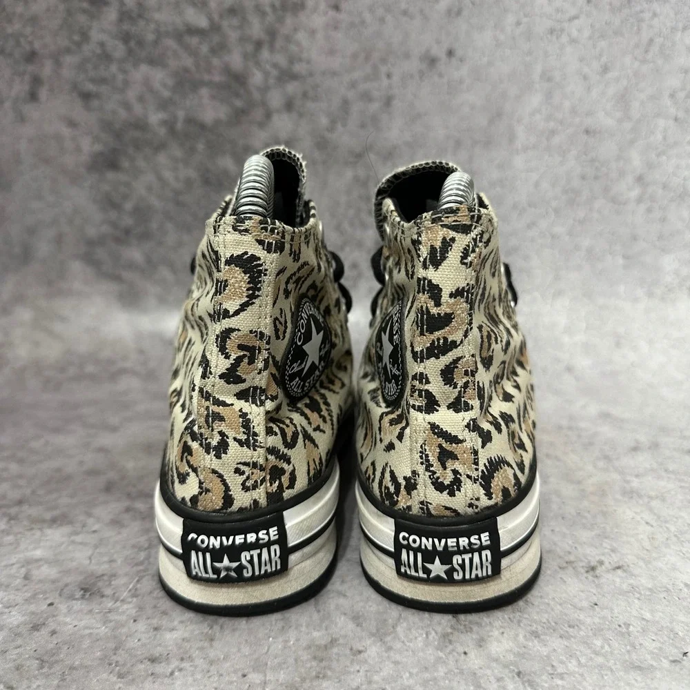 Converse Chuck Taylor All Star Eva Lift Kids 1 Brown Leopard Platform Sneakers